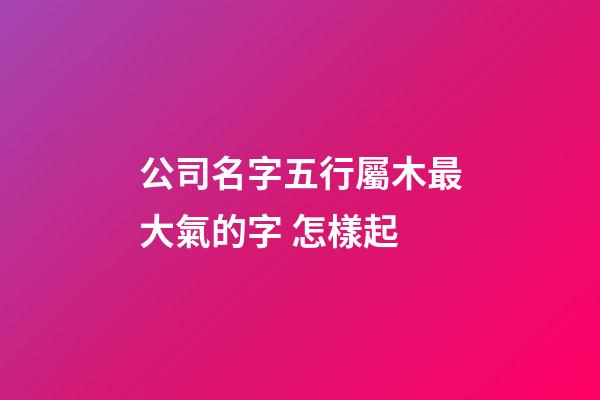 公司名字五行屬木最大氣的字 怎樣起-第1張-公司起名-玄機(jī)派